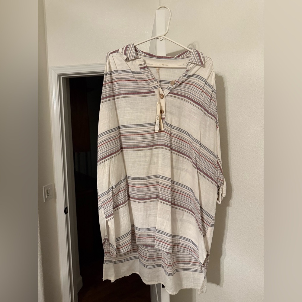*NWT* Lovestitch Striped Button-Up Tunic